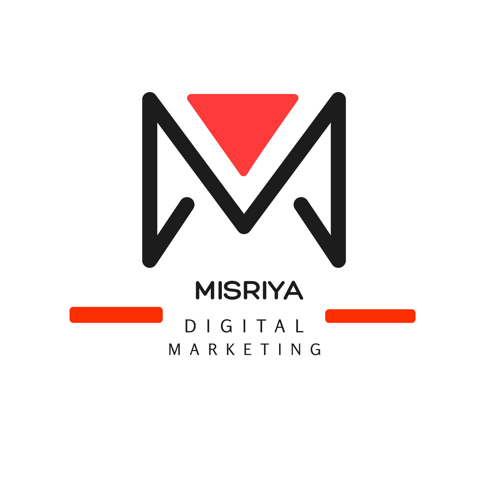 red and black modern letter m studio logo